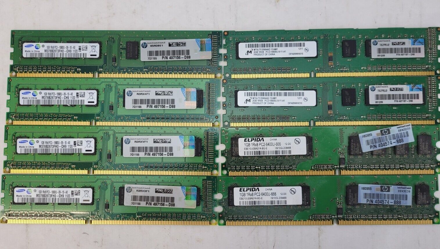 10GB RAM Lot, 1Rx8 PC3 and PC2, Samsung, Micron, Elpida