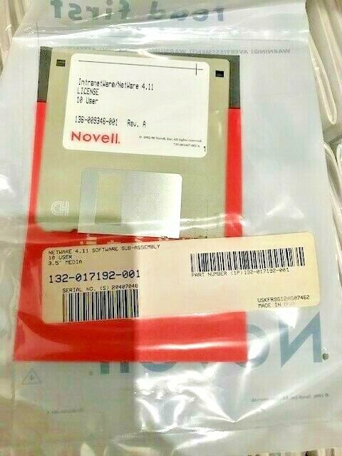 ULTRA RARE VINTAGE NOVELL NETWARE 4.11 10 USER LICENSE ADDS 10 USERS RM4
