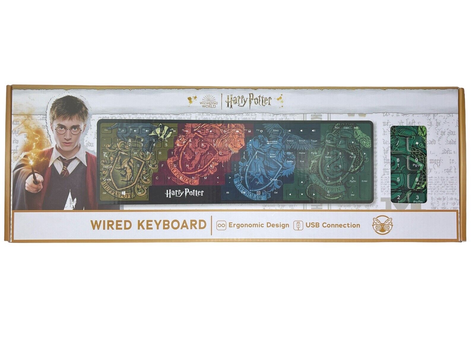 Harry Potter Wired Computer Keyboard Ergonomic Design USB Connection OPEN BOX