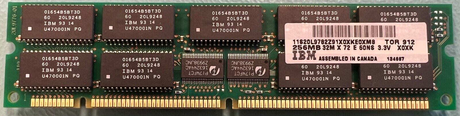 IBM 20L9782 256MB EDO 60Ns 3.3v ECC Memory 168pin DIMM 32x72 (97H7725/FC 2867)
