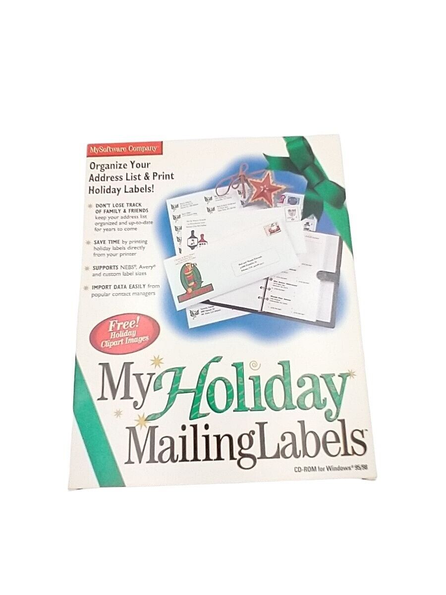 Vintage Mysoftware Software My Holiday Mailing Labels Clip Art Greeting Cards Wi