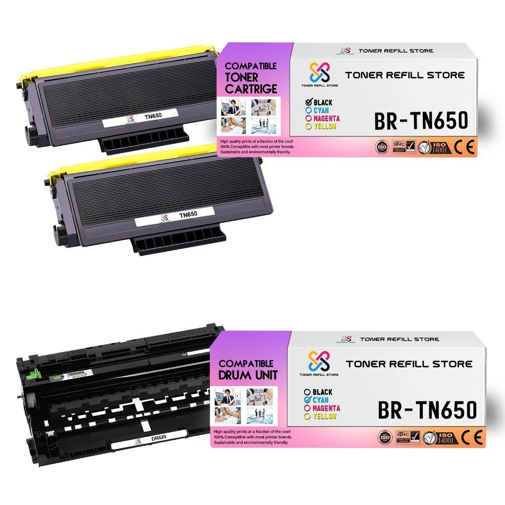 2Pk TRS TN650 DR620 Compatible for Brother DCP8080DN Toner and Drum Unit