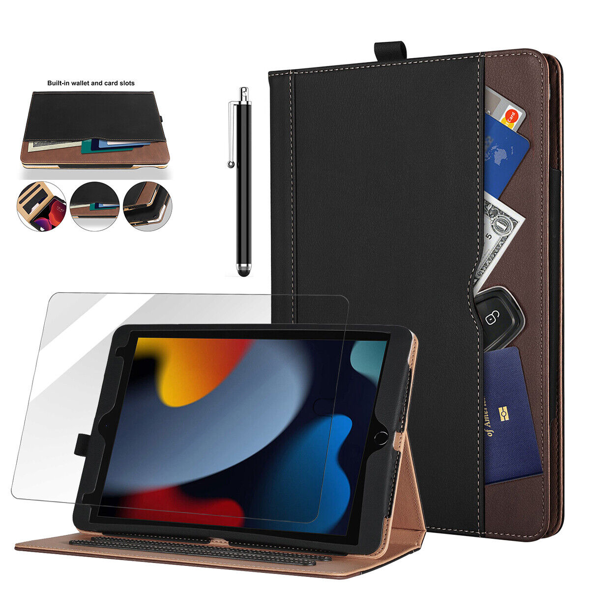 For iPad 10.2 in 9th/8th/7th Generation Case Magnetic Leather Wallet Smart Cover