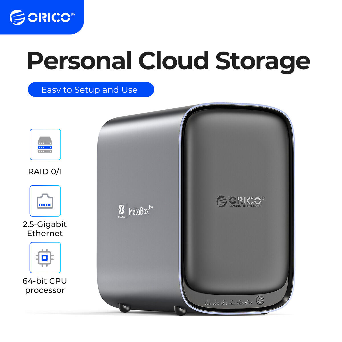 ORICO 2/5 Bay NAS Server Quad Core Personal Private Cloud (Diskless) MetaBox Pro