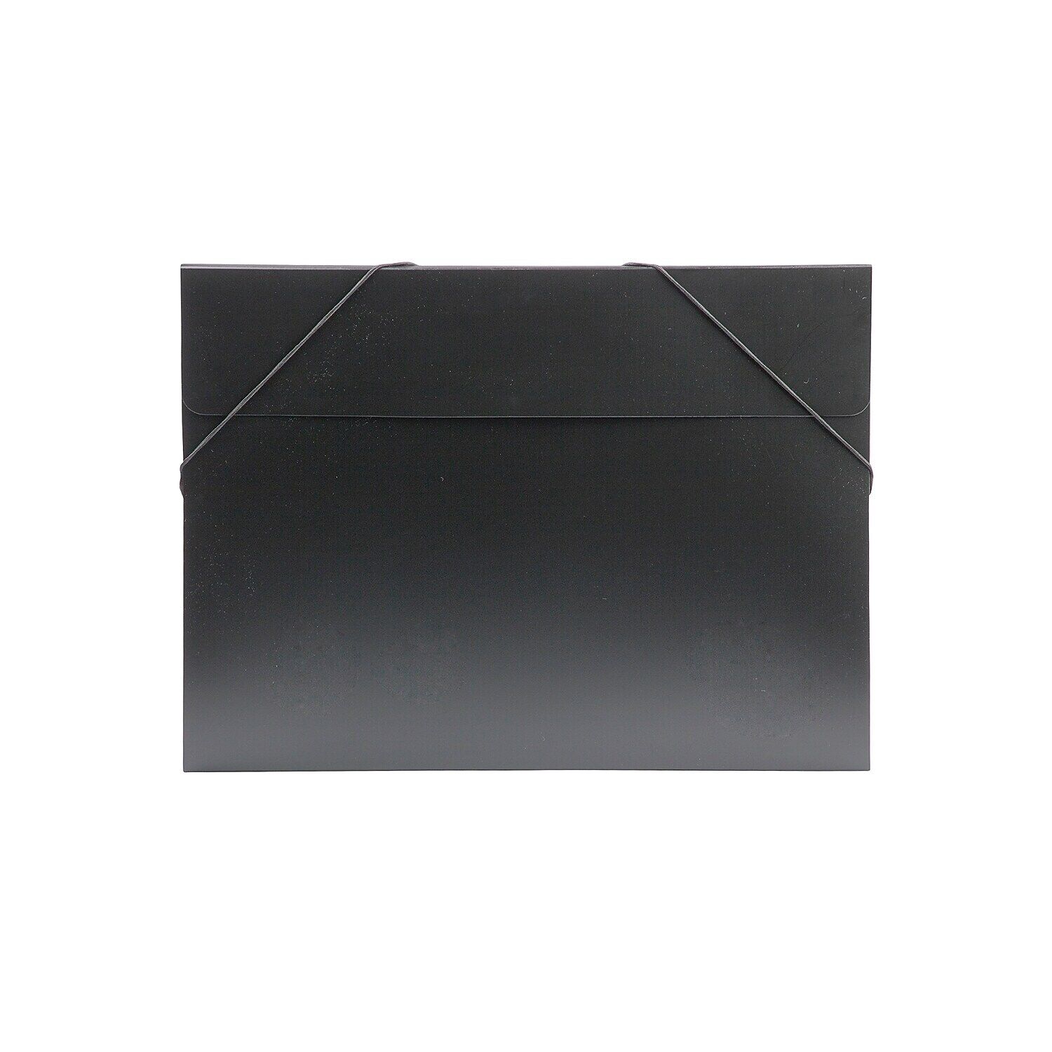 JAM Paper Plastic Portfolio with Elastic Closure Large 11 x 15 x 1/2 Black Sold