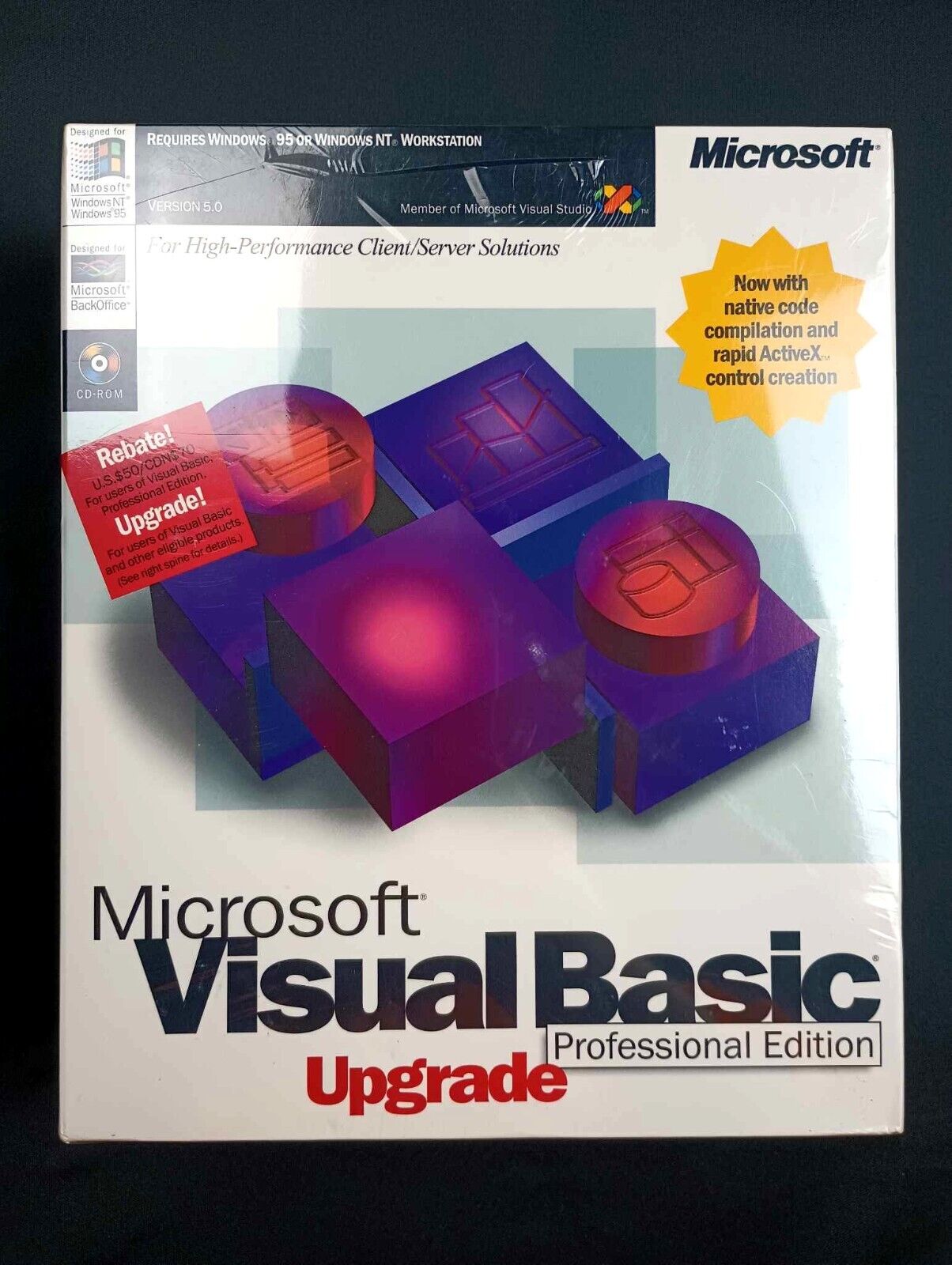 SEALED Microsoft Visual Basic Professional Edition Upgrade Version 5.0 BIG BOX