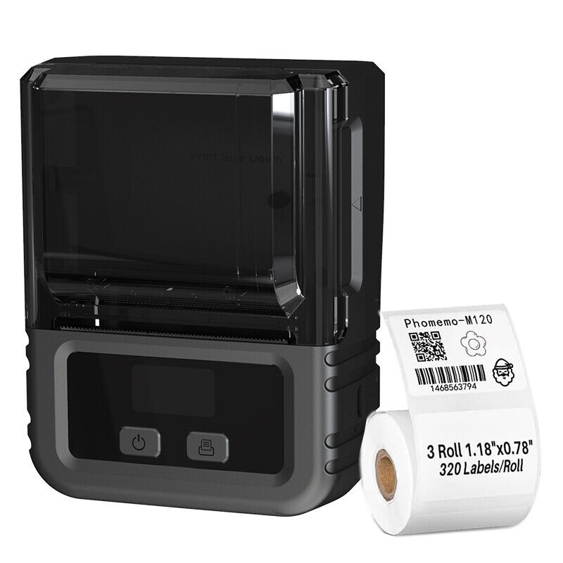 Phomemo M120 Label Maker Machine Barcode Label Black Printer Portable Maker Lot