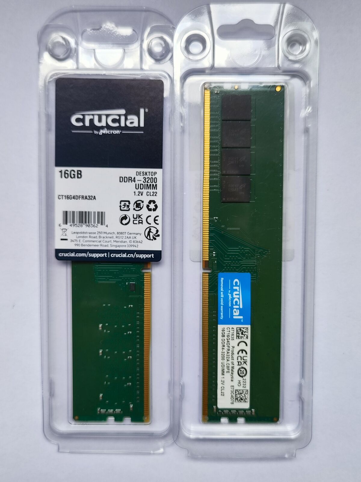 Crucial genuine 16GB 3200MHz DDR4 UDIMM Desktop Memory PC4-25600 CT16G4DFRA32A