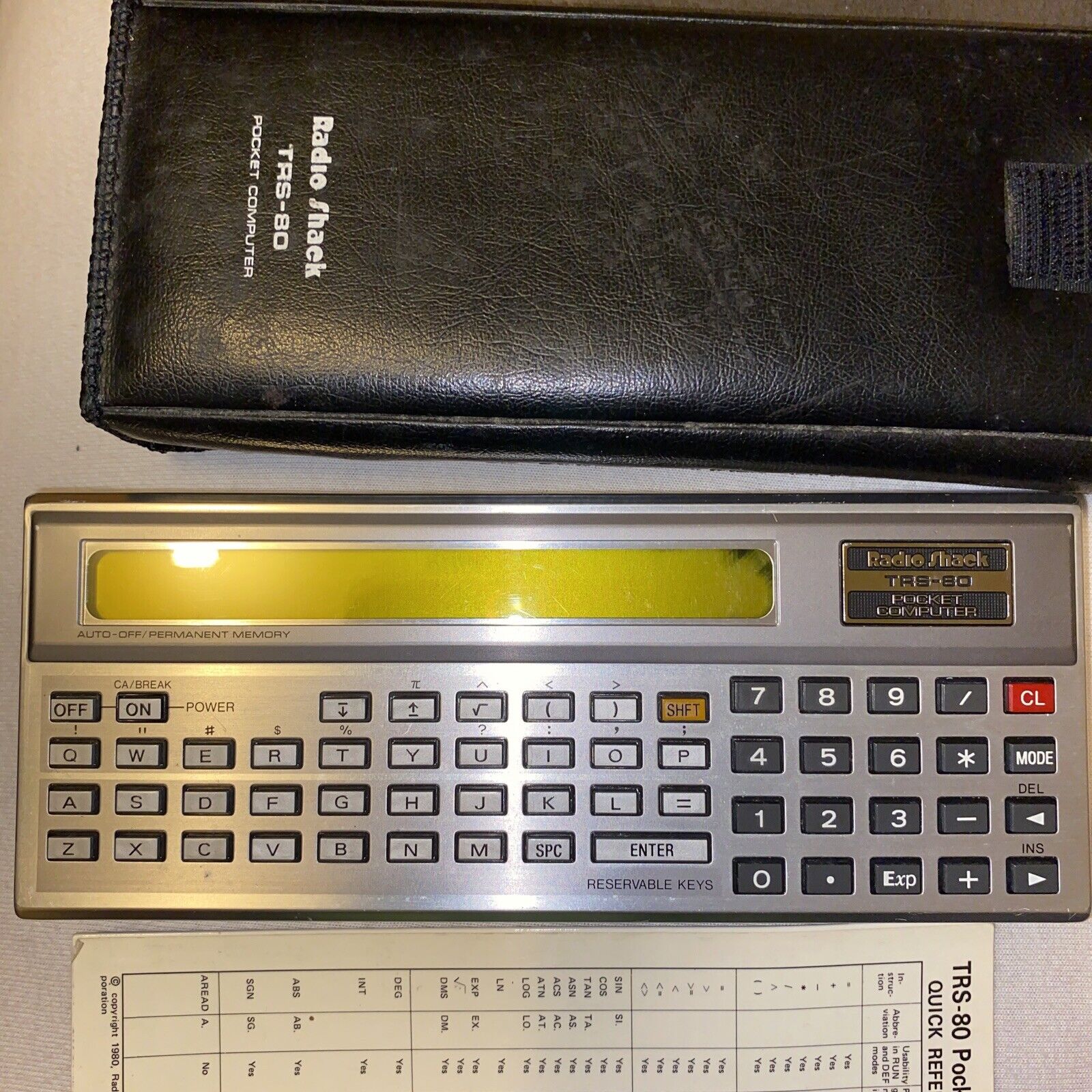 Vintage Radio Shack TRS-80 Pocket Computer PC-4 with the original case and manua