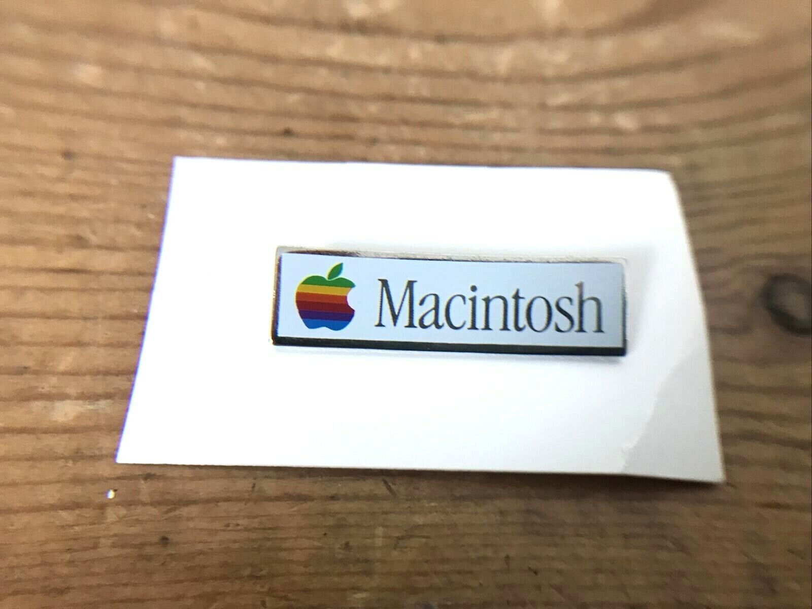 Vtg 80s Apple Macintosh Computer Rainbow Enamel Brass Logo Lapel Pin Brooch