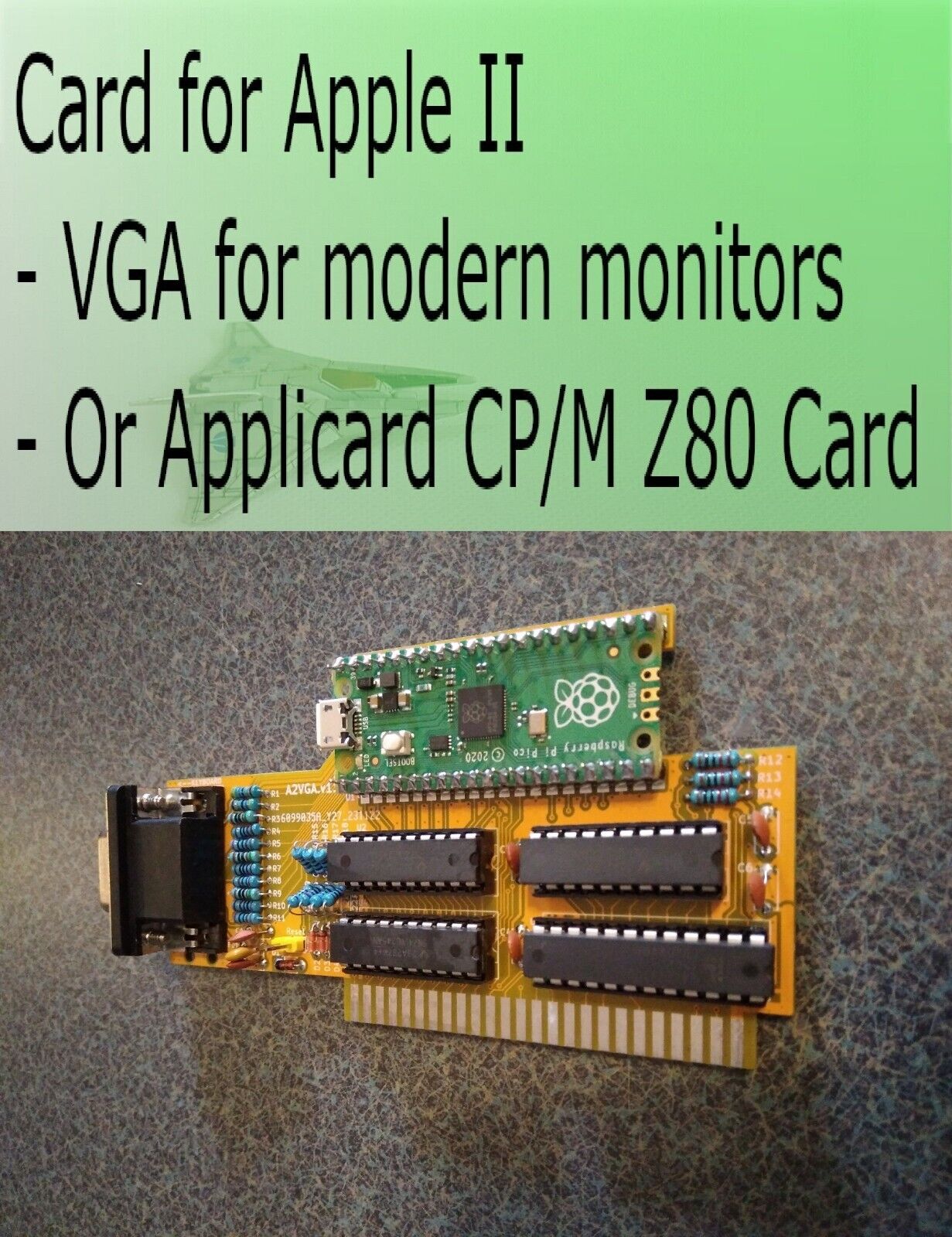 Apple II V2 ANALOG VGA & Z80 PCPI Applicard Softcard PicoPal IIe as seen online