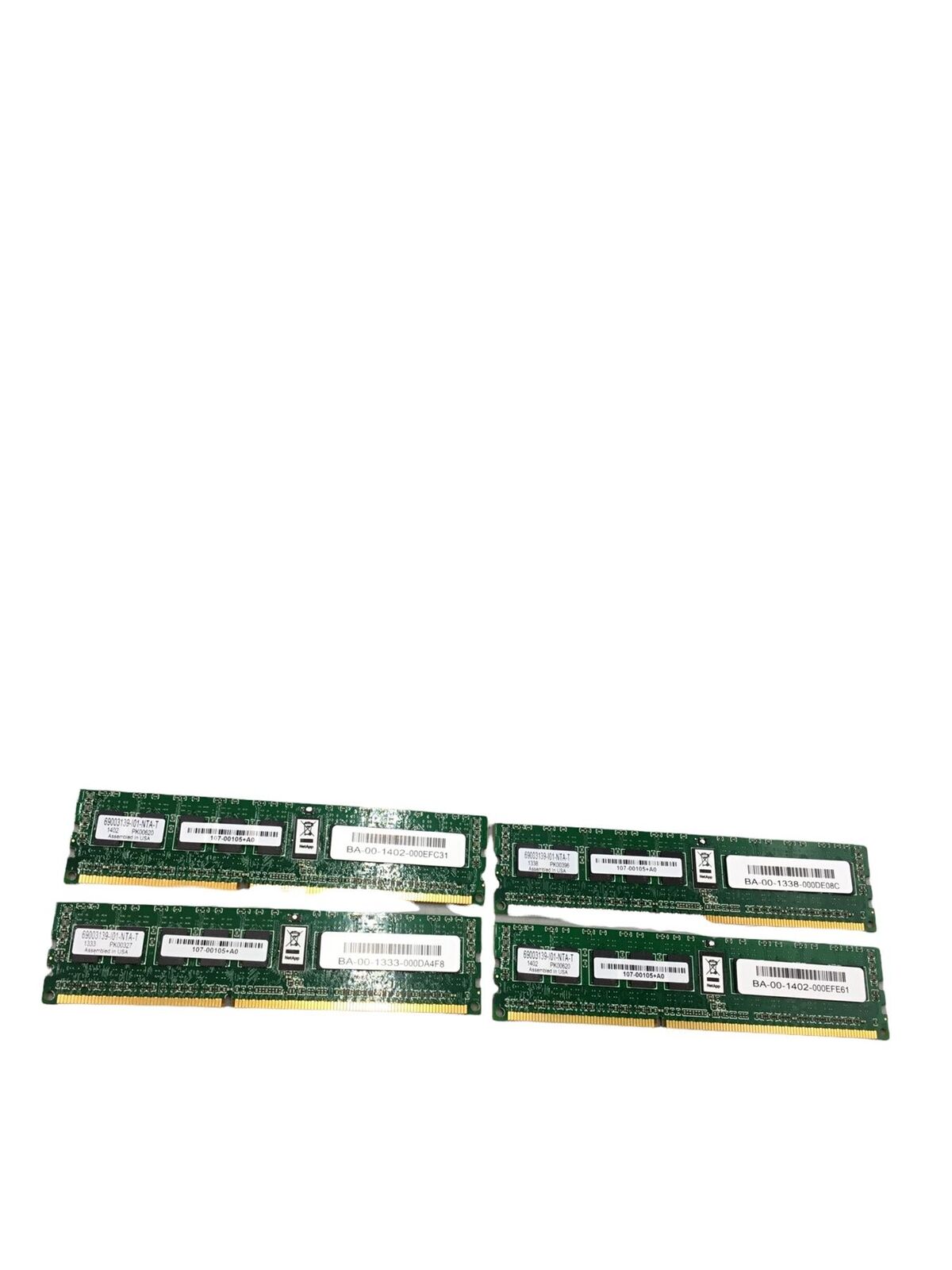 Lot of 4 NetApp 107-00105 8GB DDR3 DIMM Server Memory Module