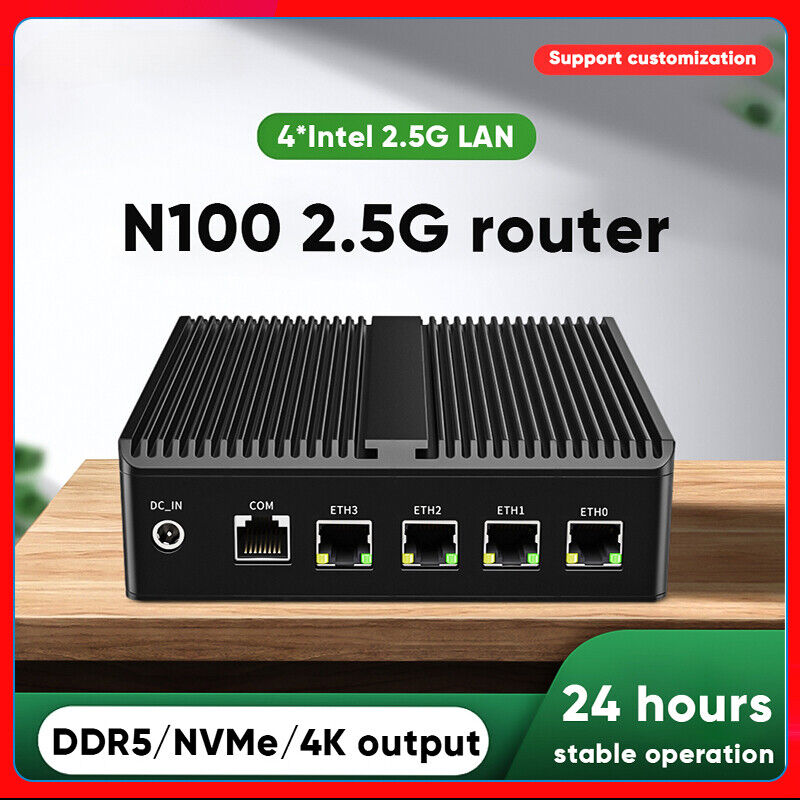 4x 2.5G i226 i225 LAN 12th Gen Fanless Mini PC Intel N100 N5105 Soft Router 