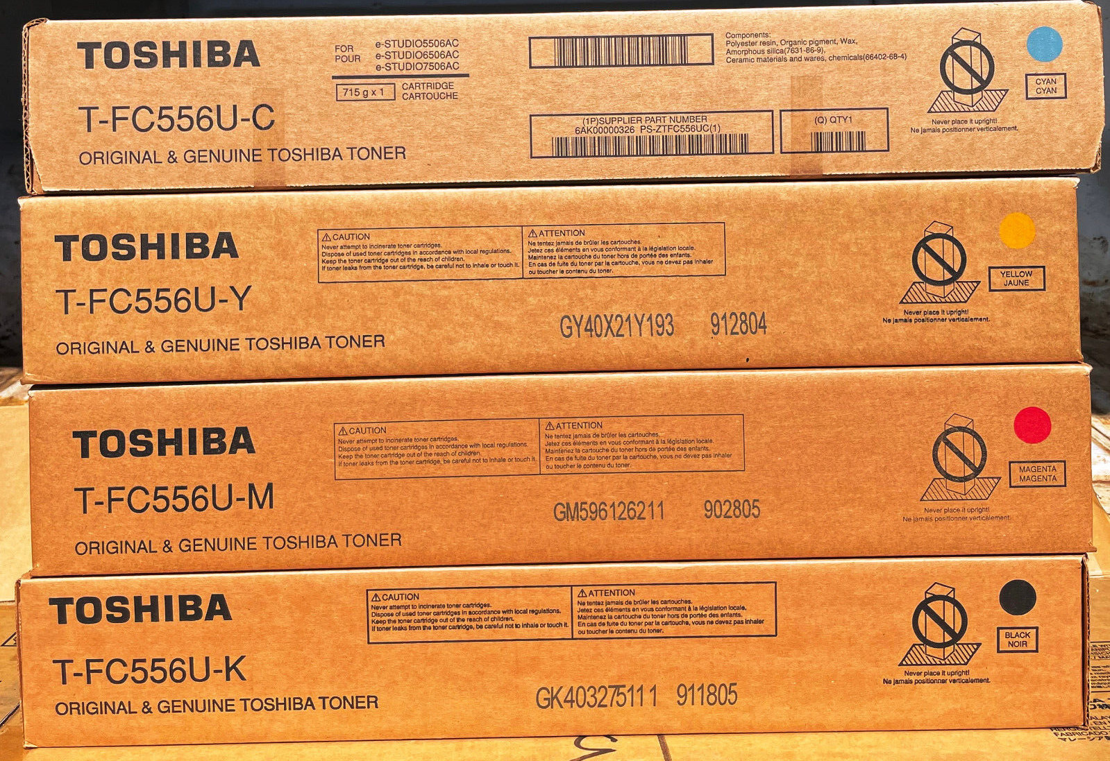 Toshiba T-FC556U Toner Set CMYK, TFC556U-K, TFC556U-C, TFC556U-M, TFC556U-Y