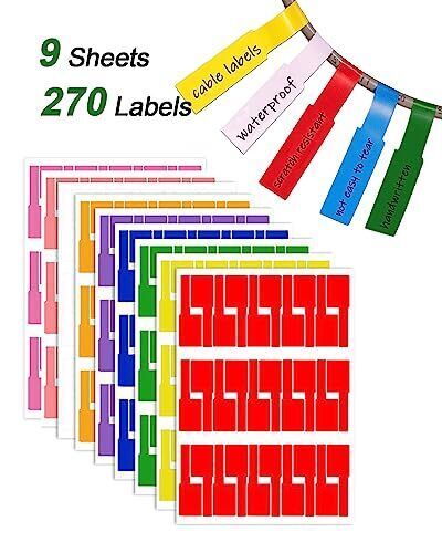 270 Pcs Cable Labels Tags Management 9 Colors Cord Tags For Electronics