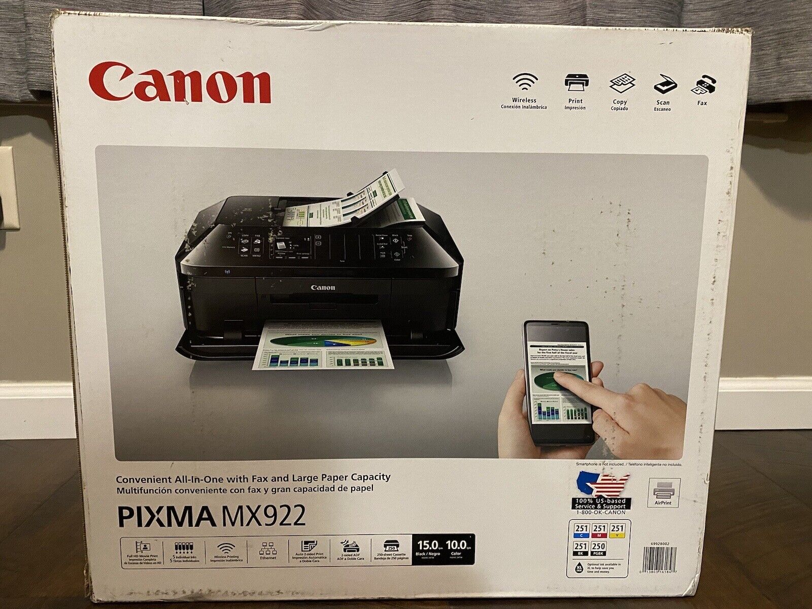 Canon PIXMA MX922 Wireless All-In-One Color Inkjet Printer Brand NEW