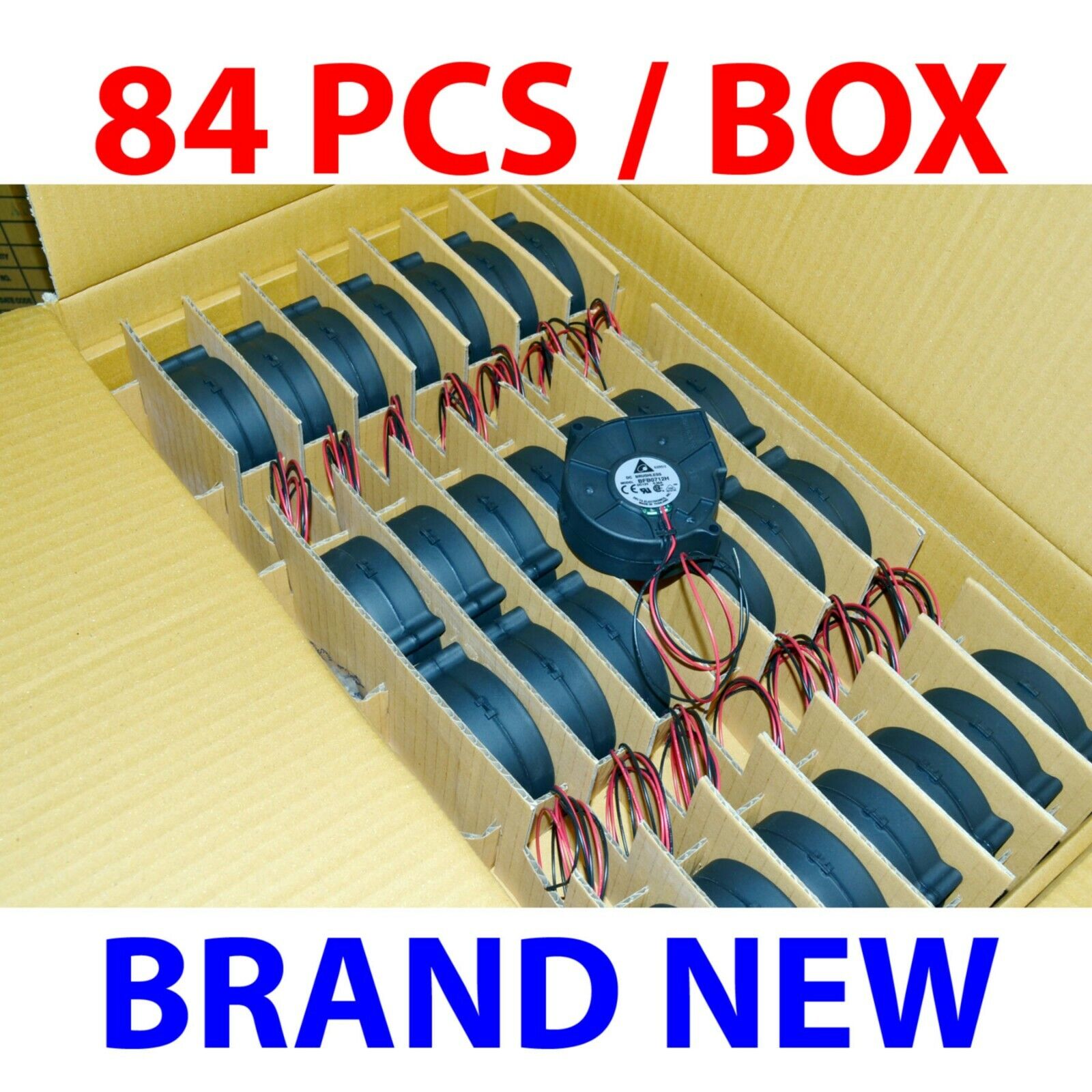 (LOT 84 PCS) NEW-IN-BOX DELTA BFB0712H 12V 75x75x30 MM BLOWER FAN