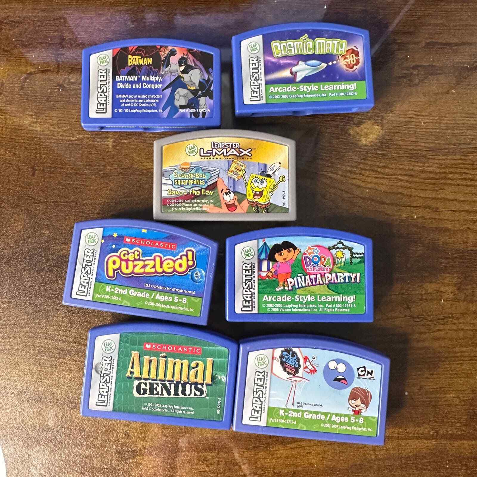  LEAPSTER LEAP FROG LOT OF 7 ELECTRONIC LEARNING GAME CARTRIDGES 4-8 YEAR, K-2ND