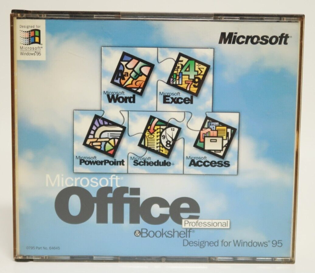 Microsoft Office Professional & Bookshelf 1995 PC Computer Program Software