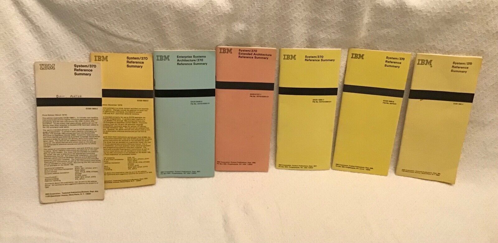 IBM VTG system/370 reference summary manuals set of seven