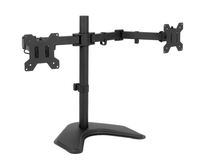VIVO Full Motion Dual Monitor Free-Standing Desk Stand VESA Mount, Double Joints