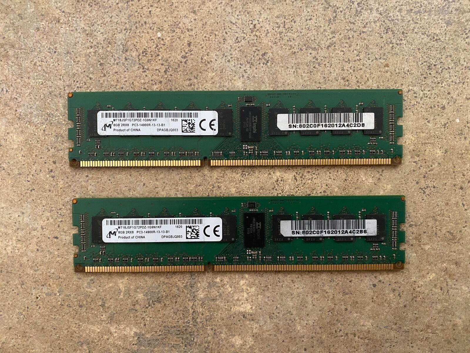 MICRON CRUCIAL 16GB (2X8GB) DDR3 1866MHZ 2RX8 PC3-14900R ECC SERVER RAM N1-5(13)