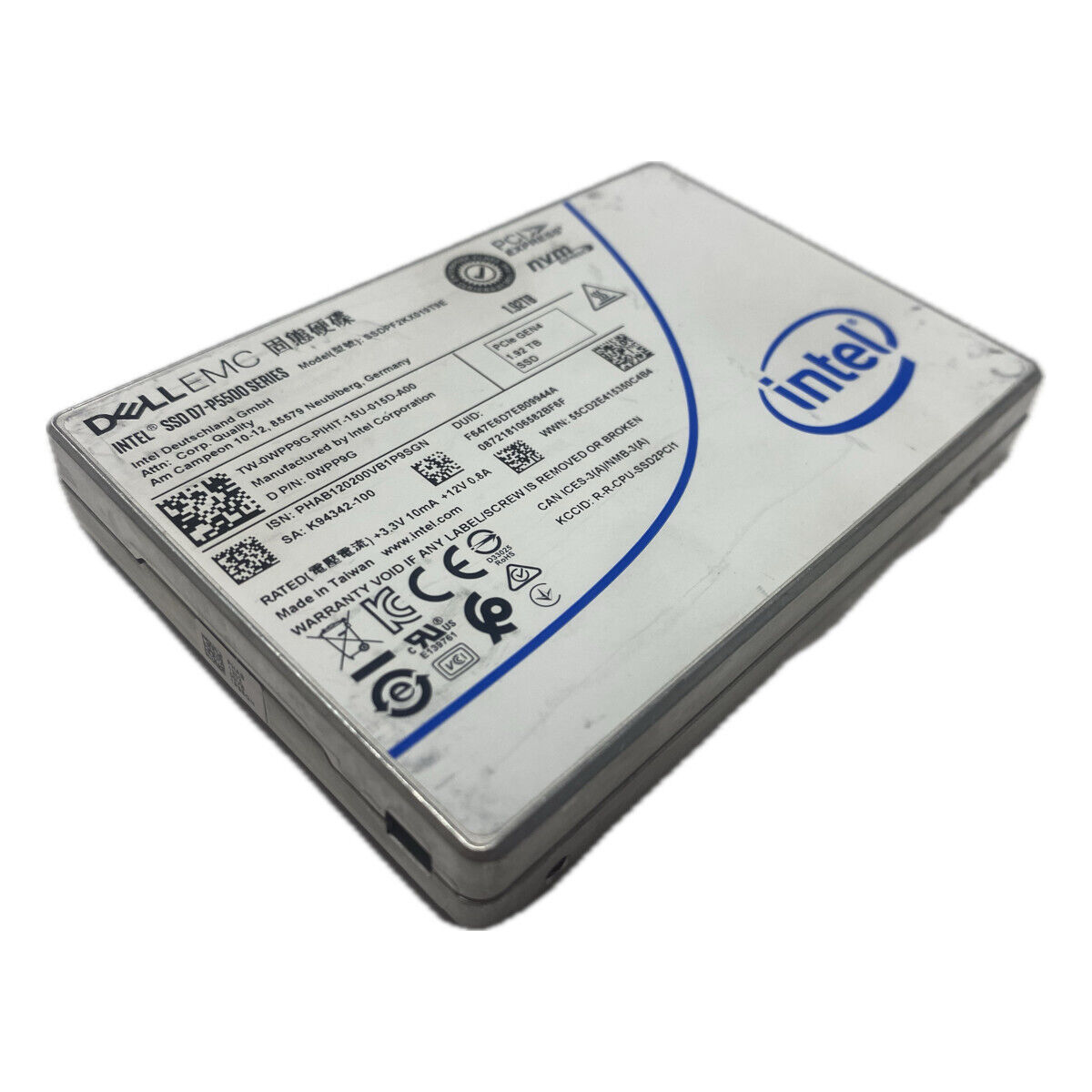 Dell WPP9G 1.92TB PCIe Gen4 NVMe RI TLC 2.5 SSD D7-P5500