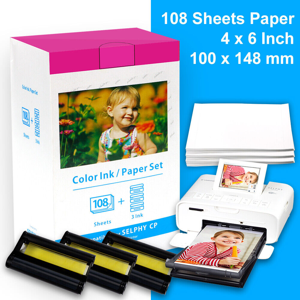Canon KP-108IN Color Ink Paper Set 4x6 for Canon Selphy CP1300 1200 910 1500 Lot