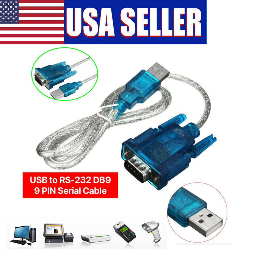 9 Pin Cable PDA 3FT New Translucent USB 2.0 To DB9 RS232 Serial Converte