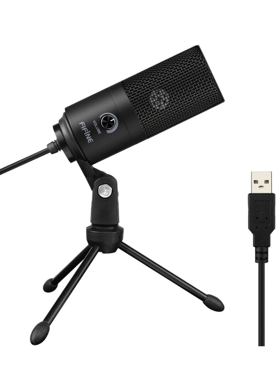 FIFINE USB Microphone Metal Condenser Recording Microphone Black for Laptop MAC