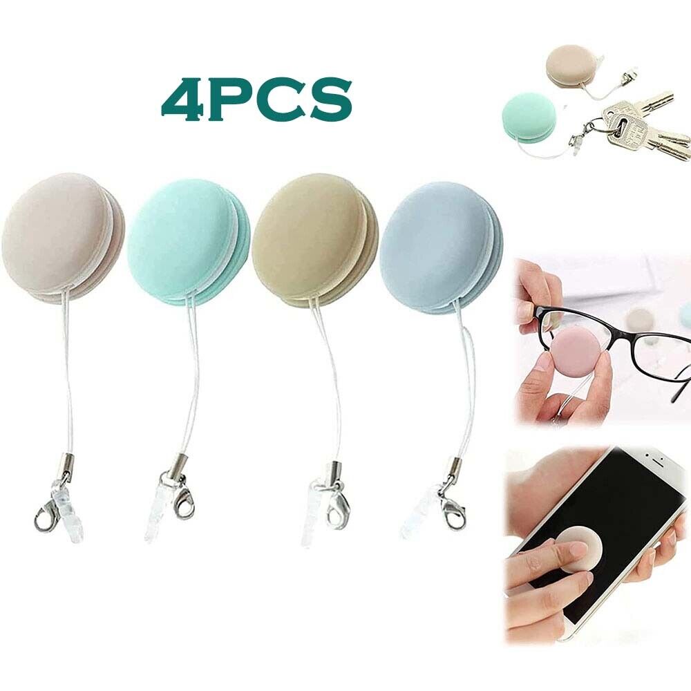 4Pcs Portable Mini Phone Cleaner Screen Cleaner Wipe Kit Eyeglass Wash Keychain