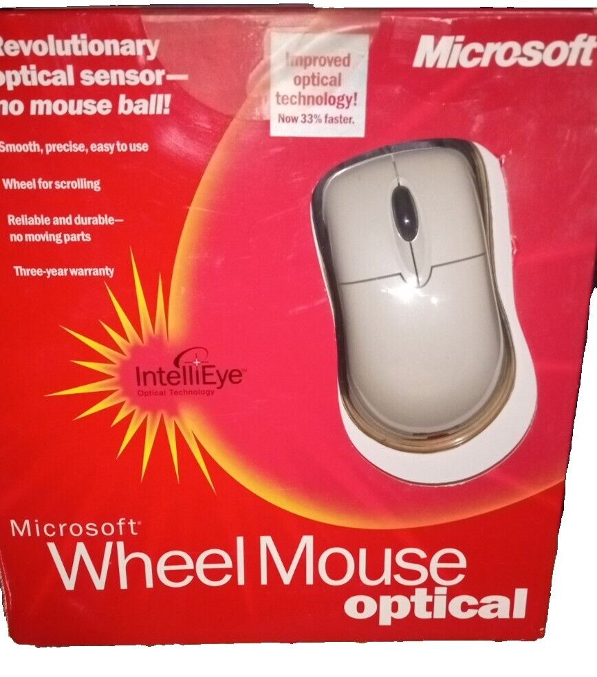 Microsoft Vintage Revolutionary Optical Sensor Wheel Mouse Optical New Sealed