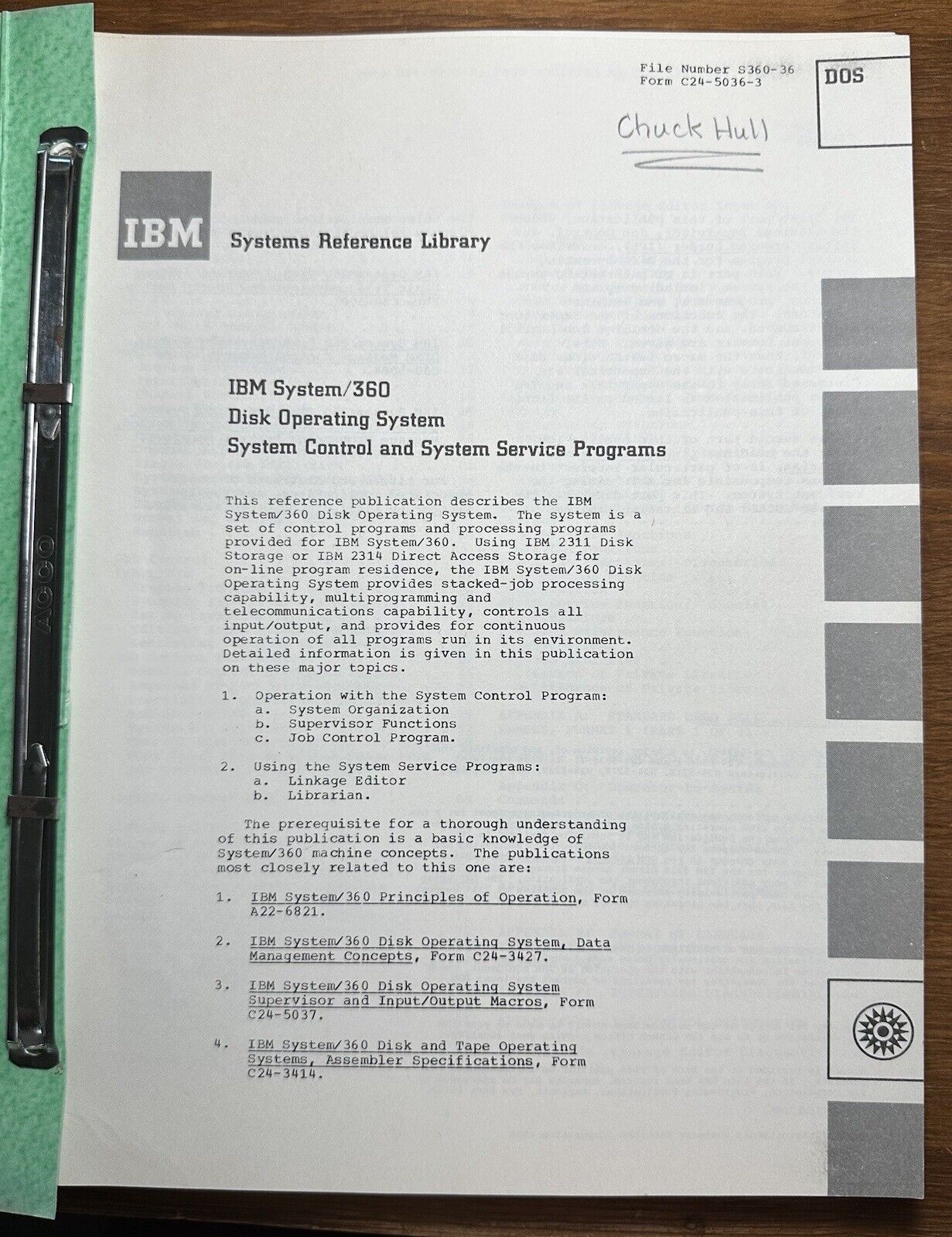 Vintage 1968 IBM Reference Library 360 Disk Operating System Control & Program
