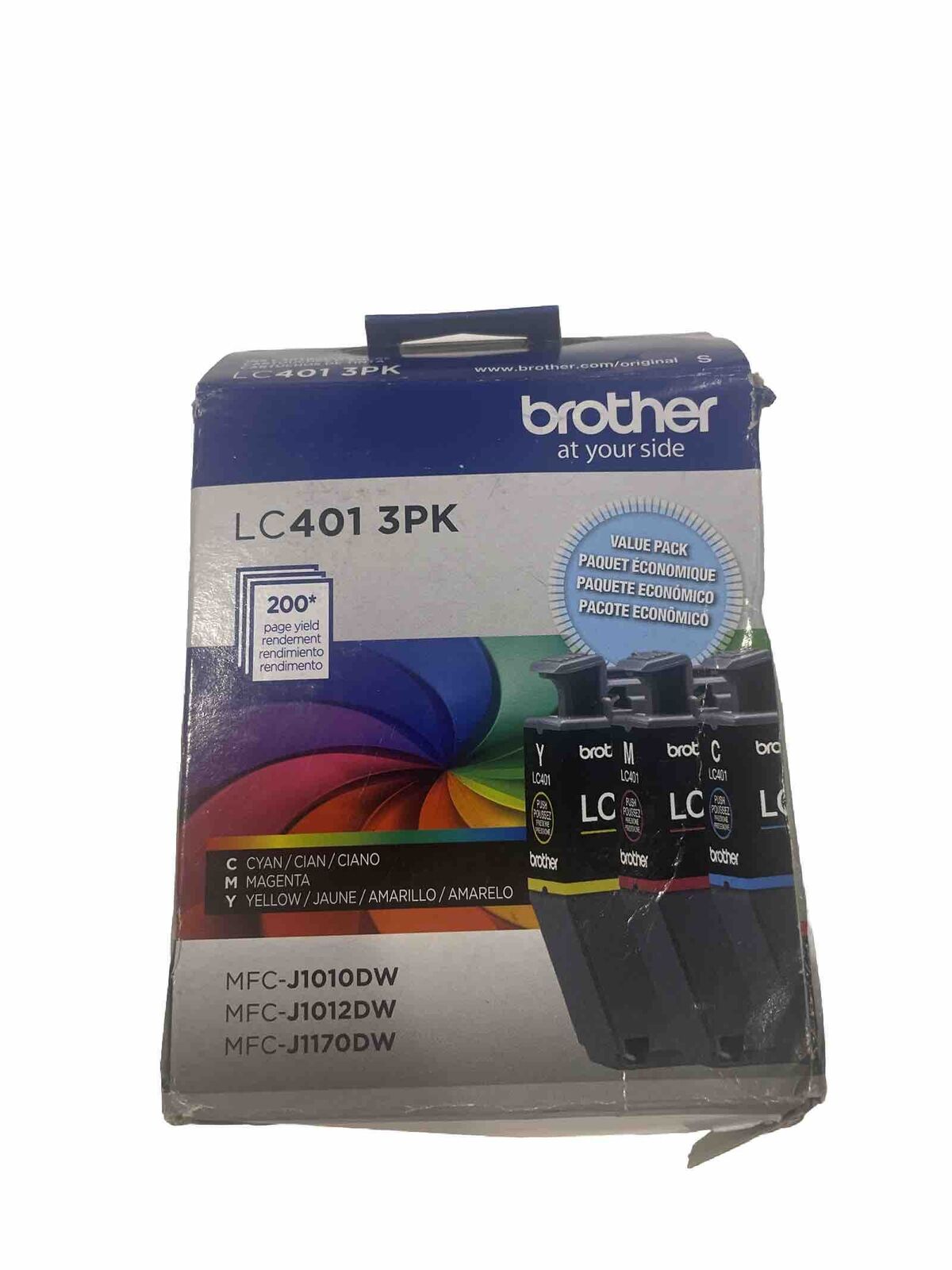 Brother Genuine LC401 3PK Standard Yield 3-Pack Ink Cartridges 