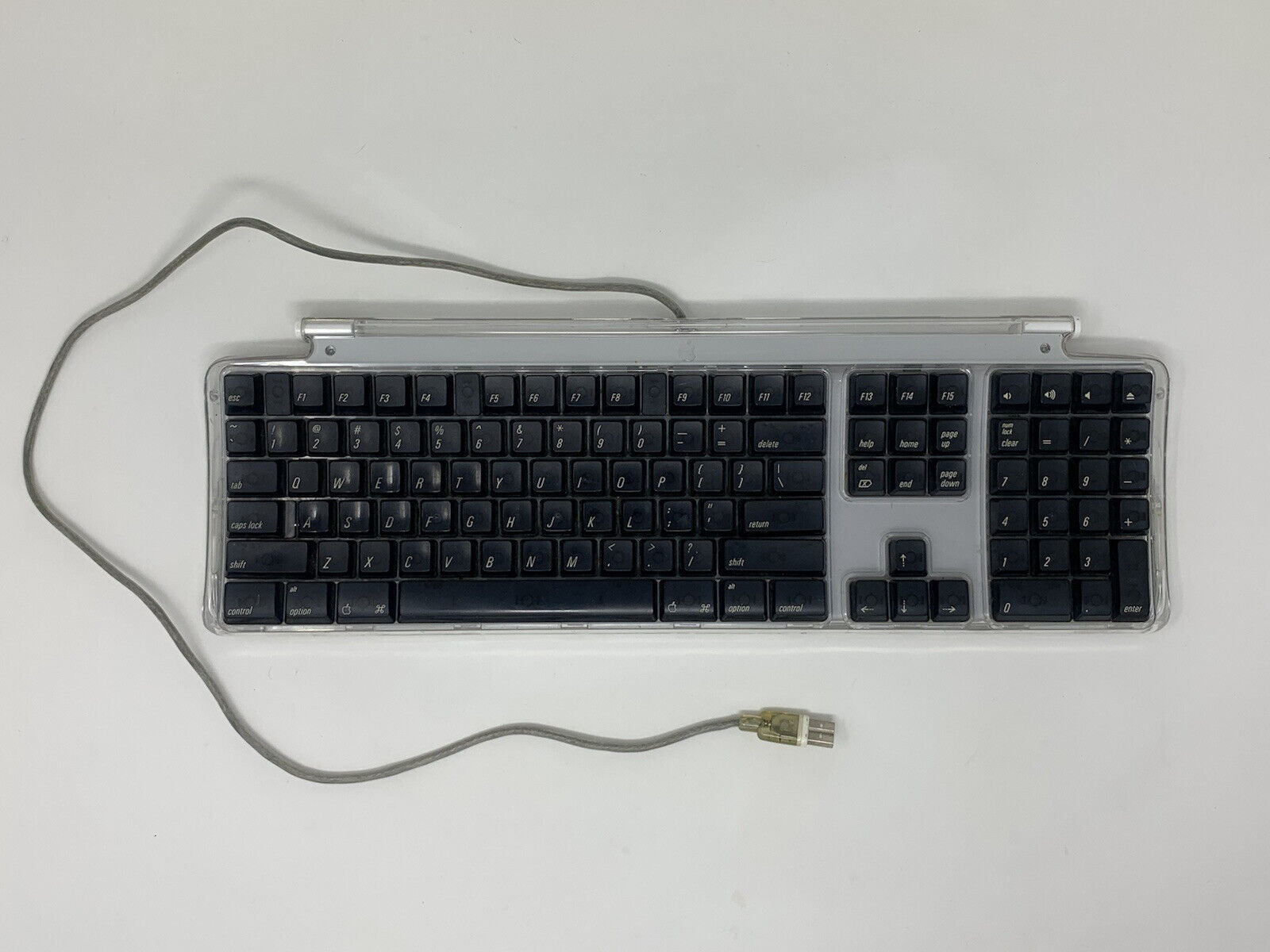 Vintage Apple Macintosh Pro Keyboard M7803 Clear Case Black Keys Tested Working