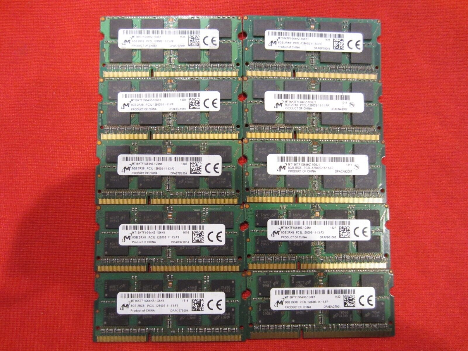 Lot of 27pcs 8GB Micron,Teamtec,Adamanta PC3-12800S DDR3-1600Mhz Sodimm Memory