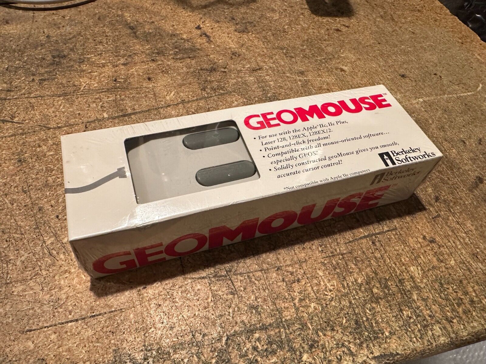 GeoMouse Vintage Ball Mouse for Apple IIc Laser Berkley Softworks New Old Stock