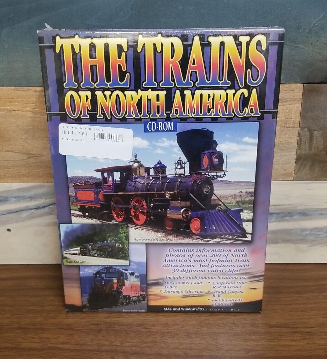 The Trains Of North America CD ROM Sealed Vintage Big Box Software New Old Stock