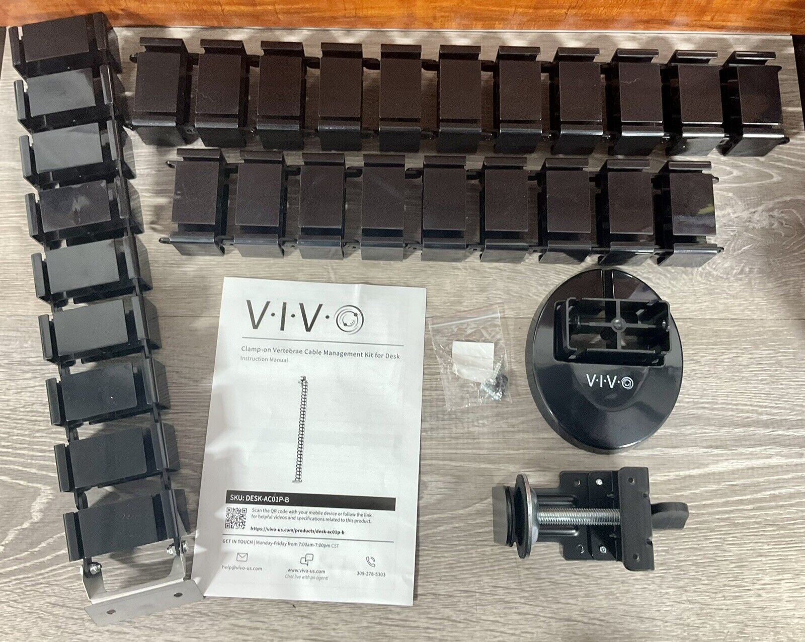 VIVO Vertebrae Cable Management Kit Height Adjustable Desk Quad Wire Organizer