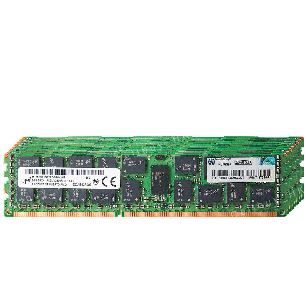 Micron 128GB 16x8GB 2Rx4 PC3L-12800R 240P 1.35v ECC REG Registered Server Memory