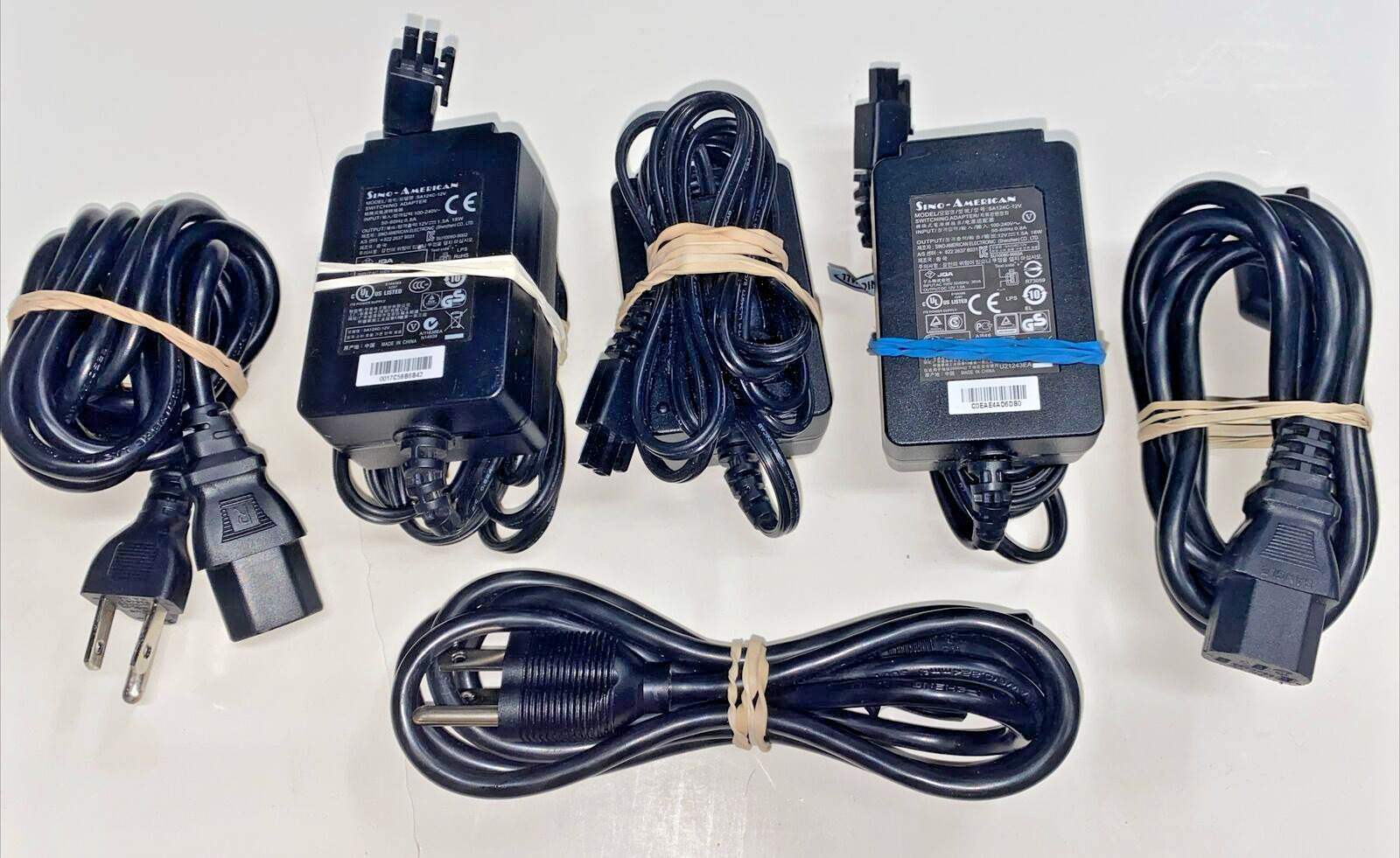 Lot of 3 Sino-American 18W SA120A-1217V-C 12V Switching Adapters + 3 Power Cords