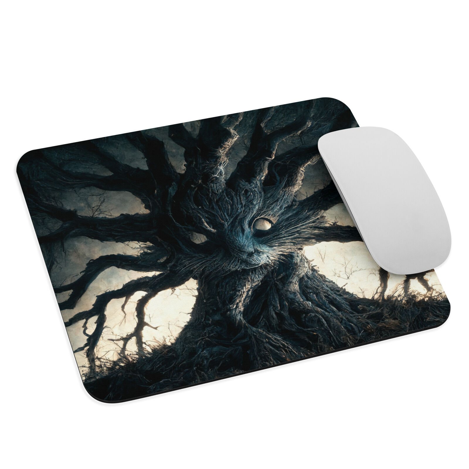 Feline Midnight Horror Mouse Pad | Perfect Gift Gamers Creepy Cat Forest Spooky