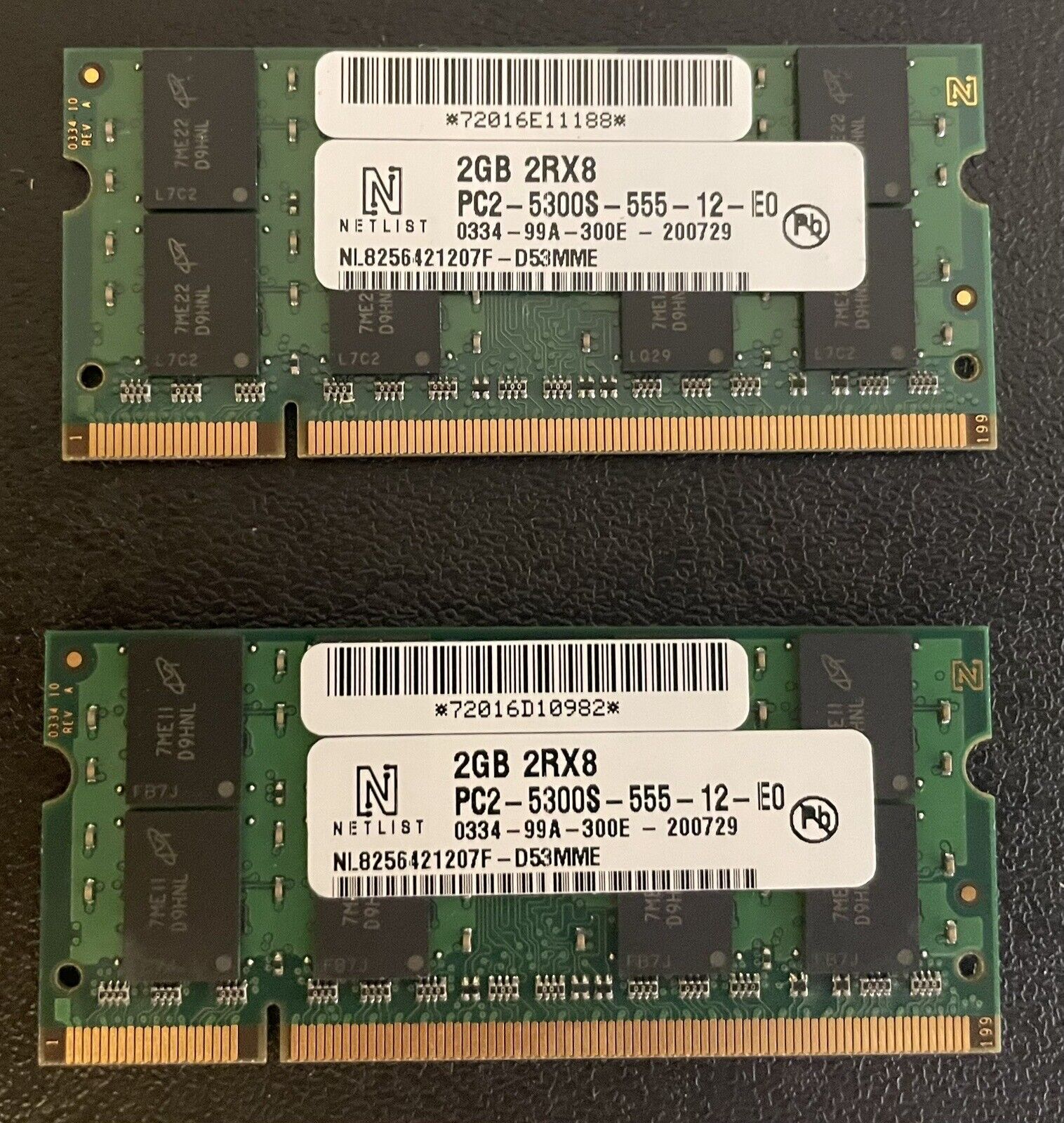 4GB NetList 2 X 2GB 2RX8 Laptop Notebook Memory RAM PC2-5300S NL8256421207F
