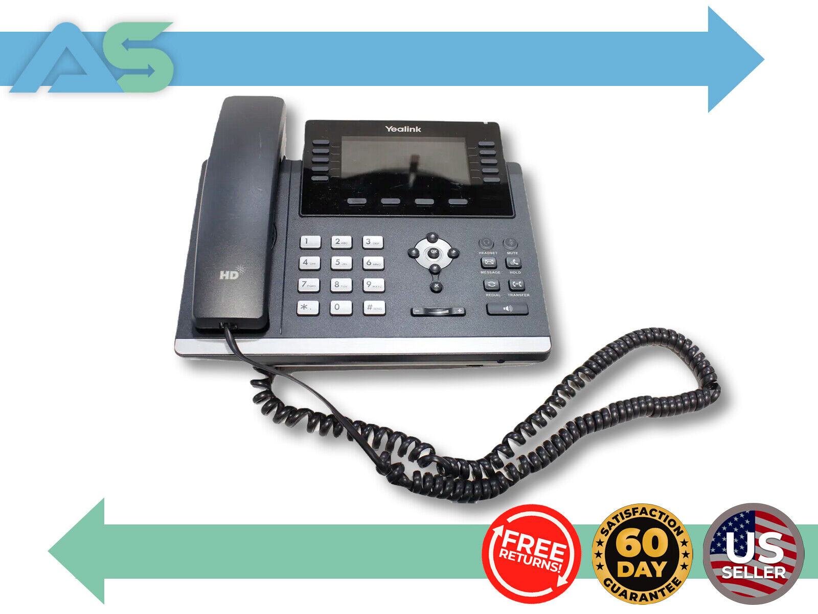 Yealink SIP-T46U Ultra-Elegant Gigabit VoIP 4.3-inch LCD Business Desktop Phone