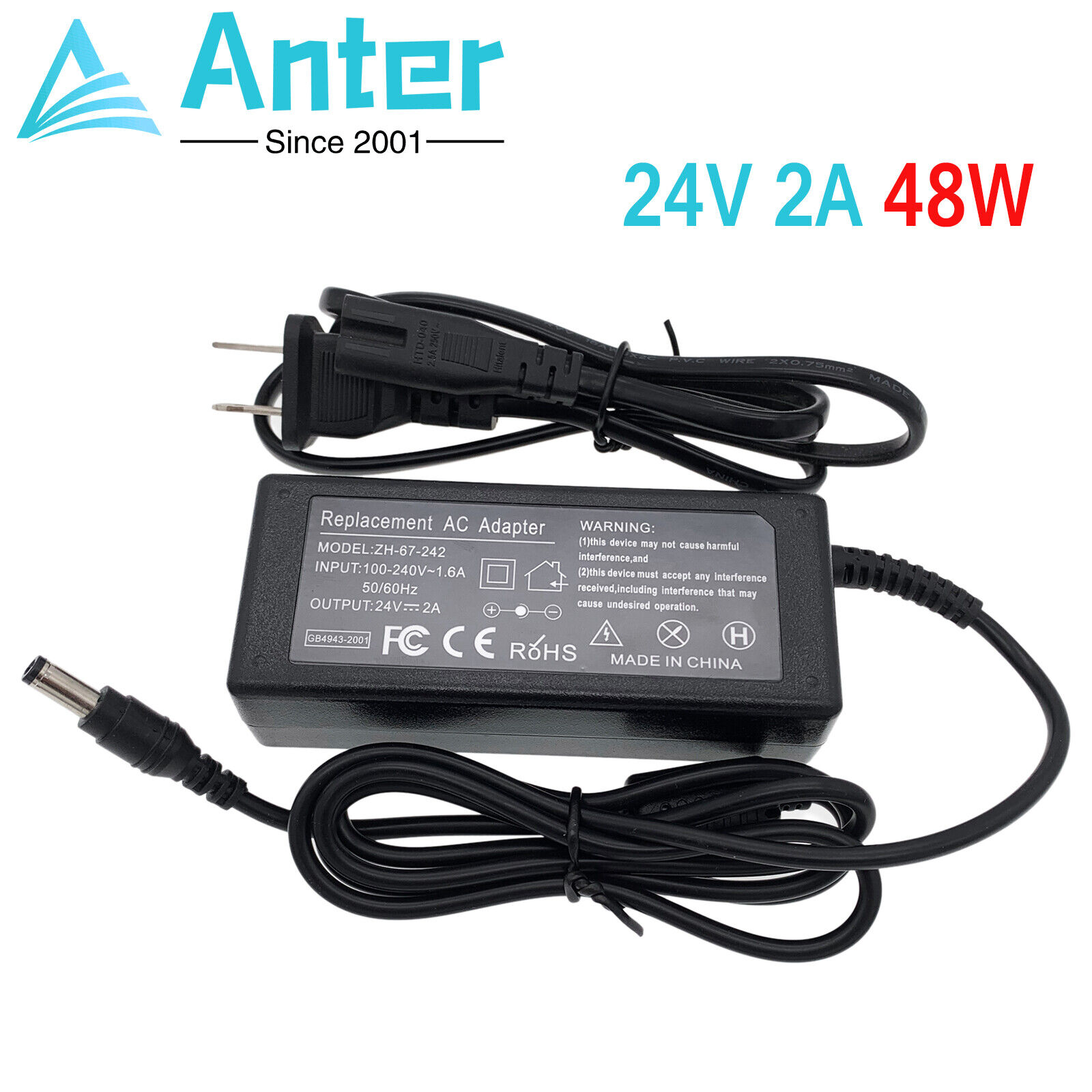 24V 2A AC DC Switching Power Supply Adapter For LED Strip Light/CCTV 5.5mm*2.5mm