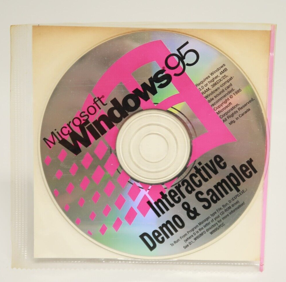 Microsoft Windows 1995 Interactive Demo & Sampler PC Computer Program Software