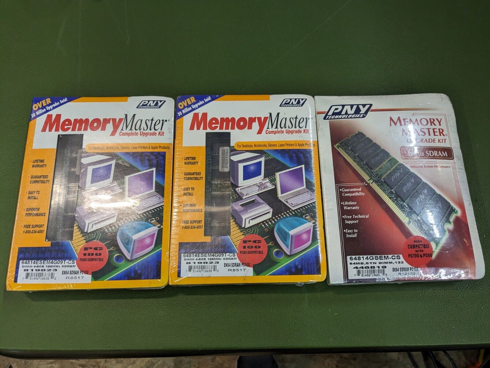 Set of 3 PNY SDRAM RAM Memory Master 64MB Upgrade Kits *Brand New*