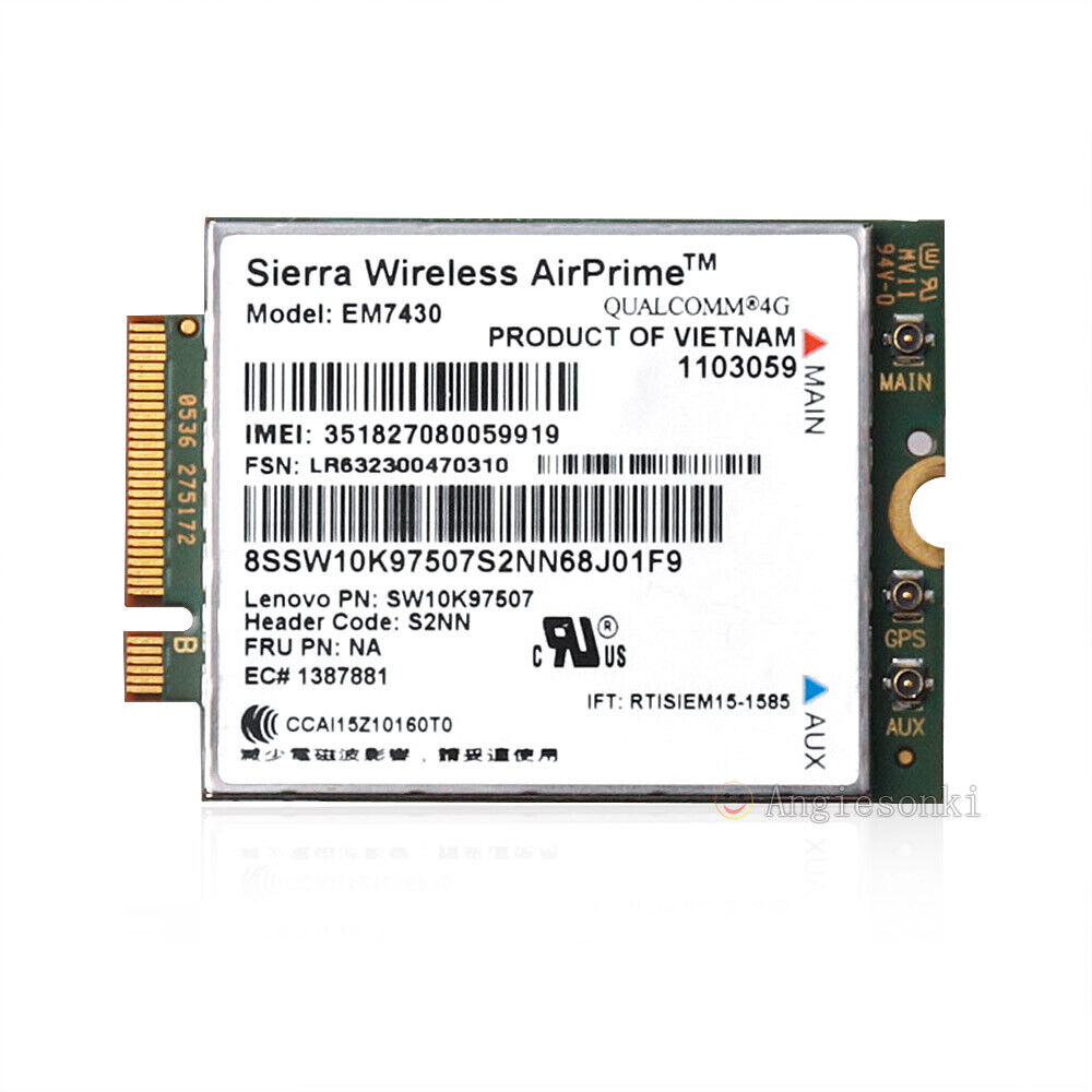 01AX737 LENOVO THINKPAD GOBI6000 Sierra EM7430 LTE/WCDMA 4G WLAN Wireless Card