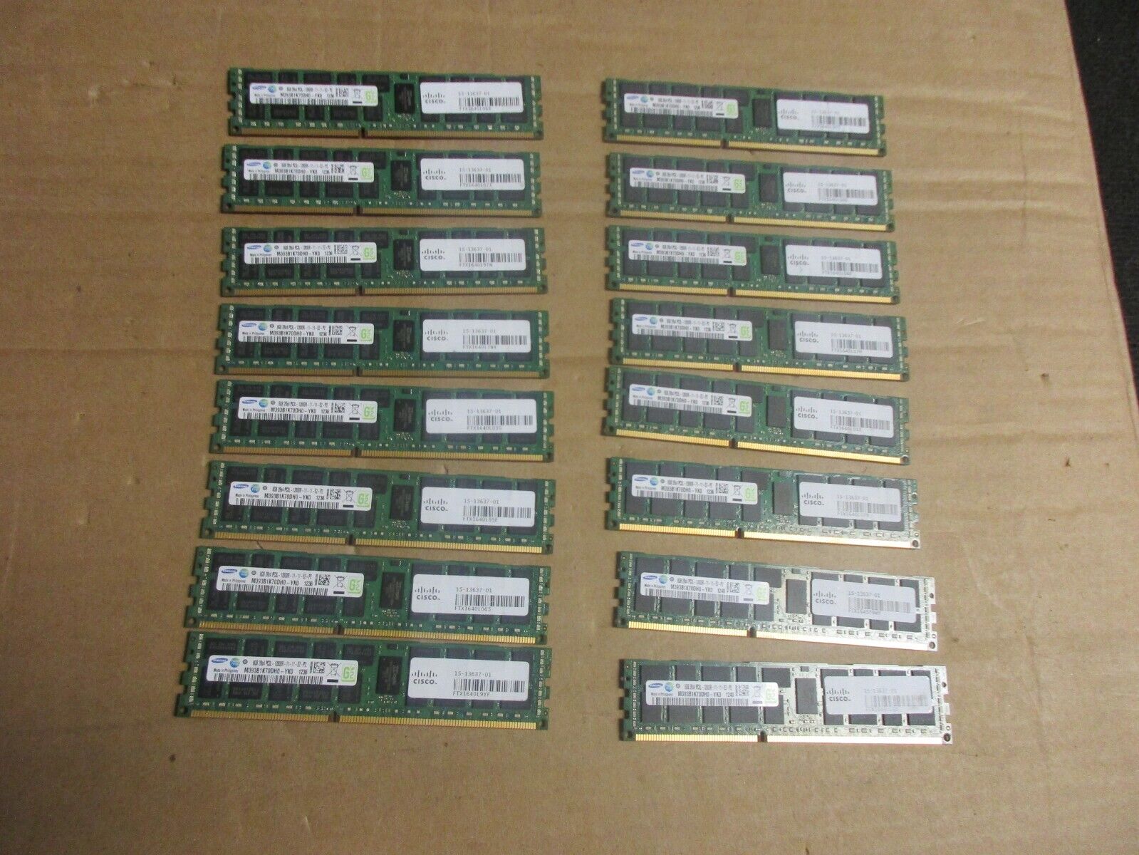 LOT OF 16 SAMSUNG (8GB) 2RX4PC3L-12800R-11-11-E2-P2-M393B1K70DH0-YK0-SERVER RAM