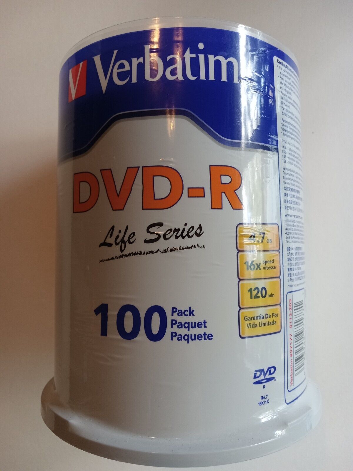 Overstock Verbatim Life Series 16x DVD-R Discs - 100 Pack Brand New Sealed